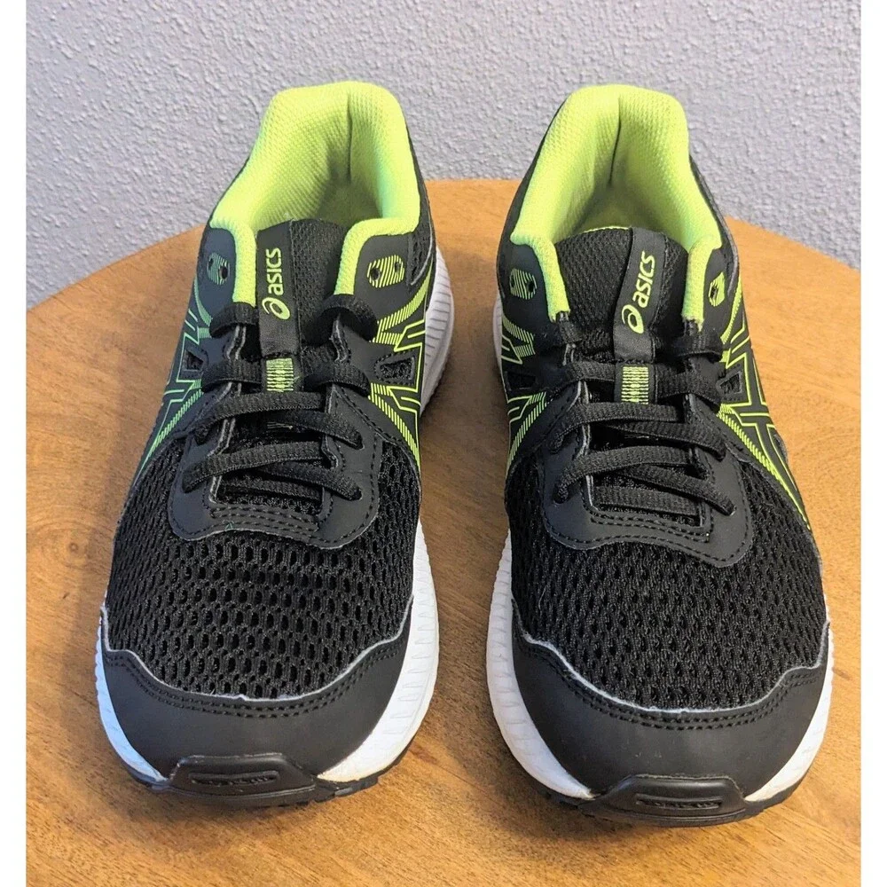ASICS Contend 7 Kids Youth 5.5  Black Lime Green Sneakers Unisex 1014A192